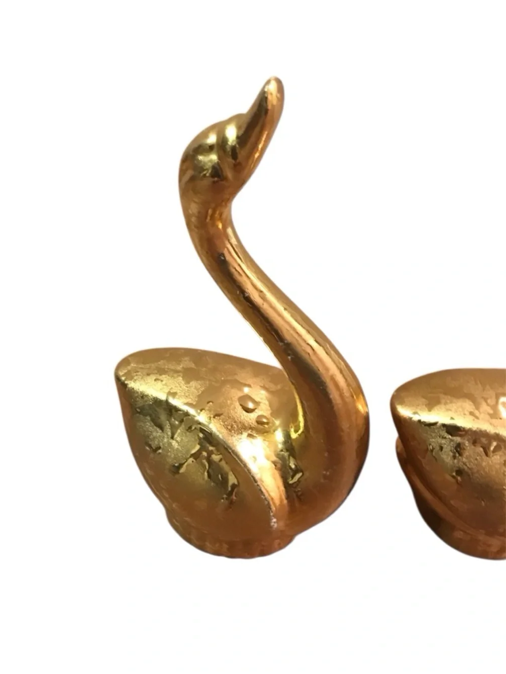 Vintage MCM Weeping Gold Swan Figurines